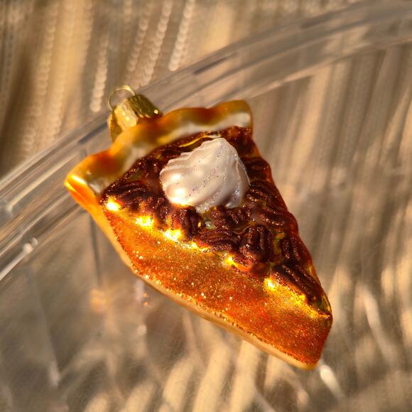 Old World Christmas Piece of Pecan Pie Blown Glass Ornament Foodie - Picture 3 of 16